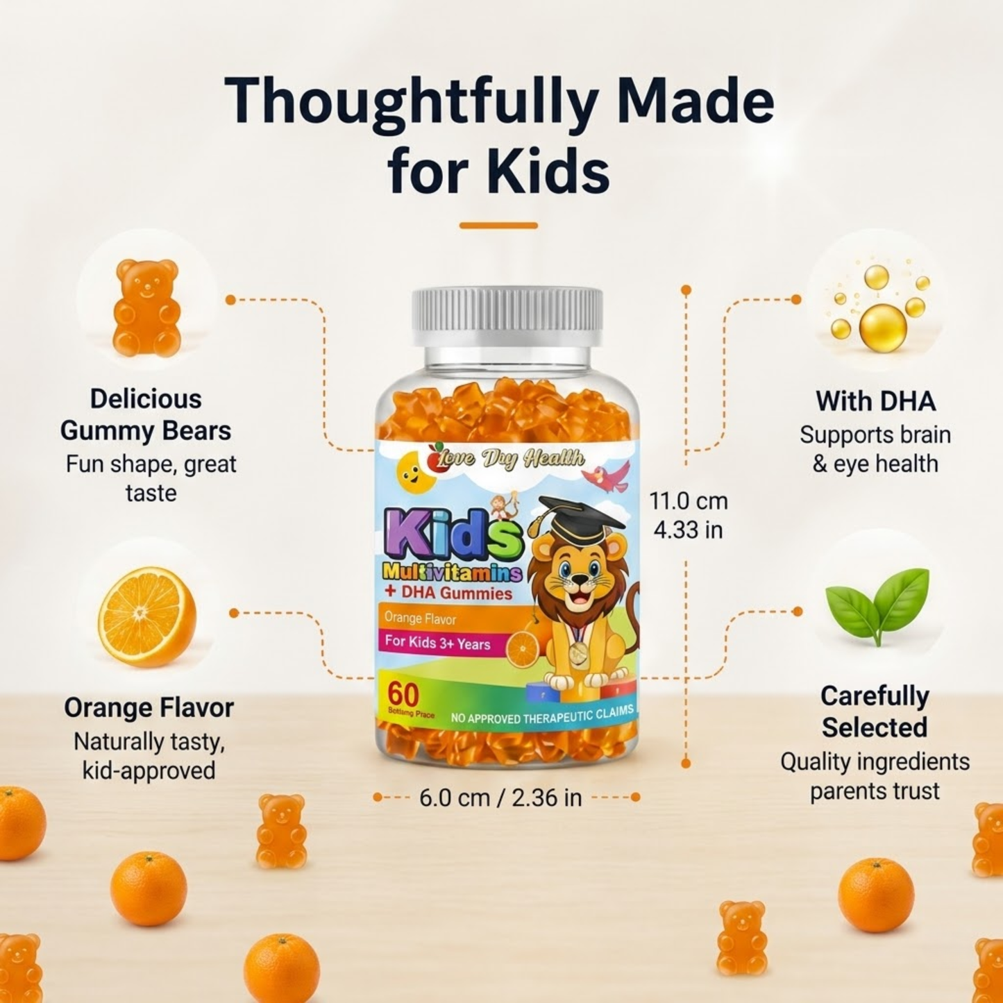 Kids Multivitamins + DHA Gummies (60 Gummies)