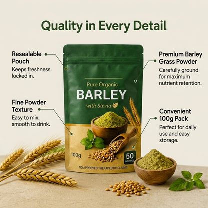 Pure Organic Barley Powder with Stevia (100g)