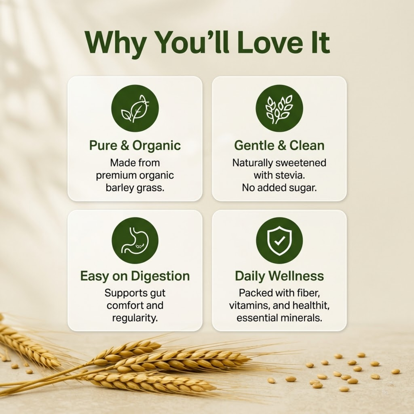 Pure Organic Barley Powder with Stevia (100g)