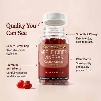 Apple Cider Vinegar Gummies + Vitamins B9 & B12 (60 Gummies)